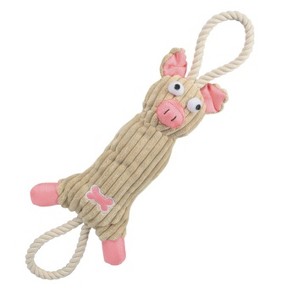 Pet Life Plush Cow Natural Jute Rope and Squeak Tugging Plush Dog Toy - 1 of 1