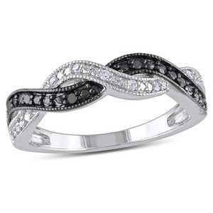 EVERLY JEWELRY | Sterling Silver with Black Rhodium 1/10 CT TW Black and White Diamond Infinity Anniversary Band - 1 of 4