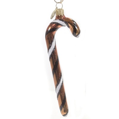 Morawski 5.75" Orange White Black Candy Cane Ornament Halloween Stripe  -  Tree Ornaments