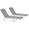 vidaXL 2x Folding Sun Lounger Steel and Fabric Garden Lounge Seat - Gray - 2 of 4