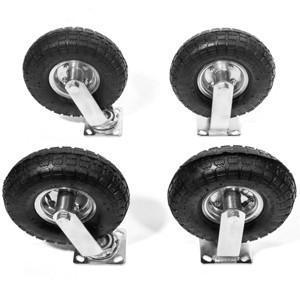 XtremepowerUS 4pcs 10" Pneumatic Air Tire Wheel 2 Rigid + 2 Swivel Farm Cart - 1 of 4