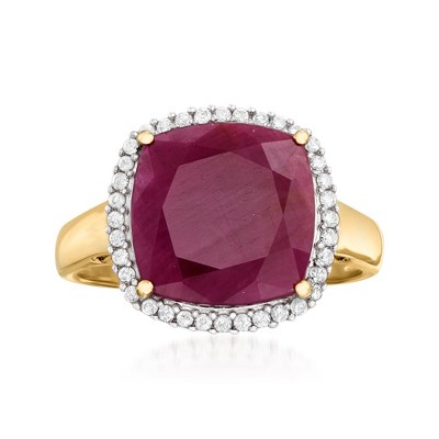 Ross-Simons 6.30 Carat Ruby and .16 ct. t.w. Diamond Ring in 14kt Yellow Gold