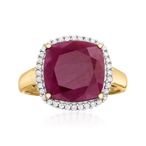 Ross-Simons 6.30 Carat Ruby and .16 ct. t.w. Diamond Ring in 14kt Yellow Gold - 1 of 4