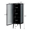 GlasFlength Bathroom Storage Cabinets Modern Corner Cabinet with Glass Doors Storage Shelves for Bathroom Living Room, Black, 22.25"*16.54"*43.3" - 3 of 3