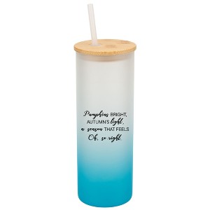 Elanze Designs Pumpkins Bright Autumn's Light Harvest Wrap-Around Design 25 Ounce Frosted Gradient Glass On-The-Go Coffee Travel Skinny Tumbler Mug - 1 of 1