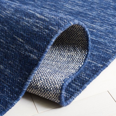 Navy Blue 5'x8' Handmade Wool and Cotton Area Rug