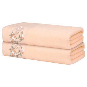 Unique Bargains Floral Pattern Highly Absorbent Quick Dry Bath Towels 28" x 56" 2 Pcs - 1 of 4