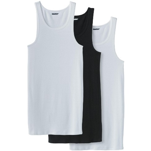 KingSize Men's Big & Tall Cotton Tank Undershirt 3-Pack - Big - 5XL,  Assorted Black White