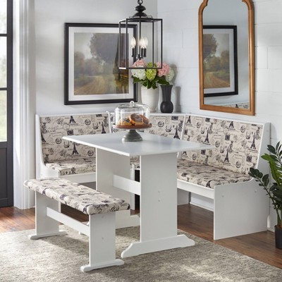 White Pine 3-Piece Upholstered Nook Dining Set