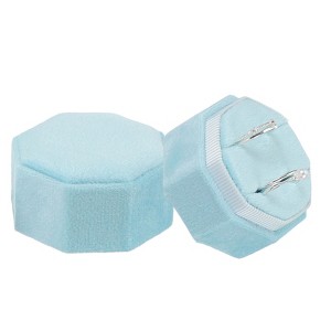 Unique Bargains Velvet Octagon Wedding Proposal Engagement 2 Slot Jewelry Storage Ring Box - 1 of 4