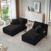 VASIP Compressible Double Chaise Lounge with Cupholders ,Fluffy Upholstered Sleeper Loveseat, for Living Room, Bedroom Reading, No Assembly Required. - 2 of 4