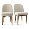 Modern Dining Chair Set of 2, Upholstered Accent Side Chairs with Double Cushion Seat and Solid Wood Legs in Walnut Finish-Tanpinhause - 2 of 4