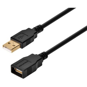 Monoprice USB 2.0 Extension Cable - 6 Feet - Black | Type-A Male to USB Type-A Female, 28/24AWG, Gold Plated Connectors - 1 of 4