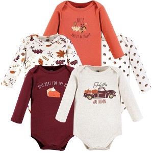 Hudson Baby Unisex Baby Cotton Long-Sleeve Bodysuits, Hello Fall - 1 of 4