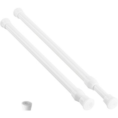 LunaLulinlk 2PCS White Tension Curtain Rod 16 to 28 Inch, Adjustable Spring Curtain Rod No Drilling