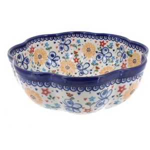 Blue Rose Polish Pottery 70 Vena Large Scallop Bowl - 1 of 2