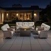 Belord Brown Wicker 7 Piece Patio Furniture Set with 5" Thick Cushions, Outdoor Fire Pit Table Set with Swivel Gliding Rocker Chairs and Club Chairs - 3 of 4