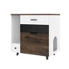 JUJABU Indoor Hidden Cat Litter Box Furniture with 2 Drawers & Door, Cat House End Table for Living Room - White & Brown - 2 of 4