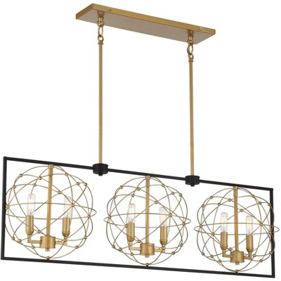 Minka Lavery Sand Coal Honey Gold Linear Pendant Chandelier 42" Wide Industrial 6-Light Fixture for Kitchen Island Dining Room