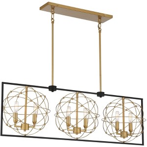 Minka Lavery Sand Coal Honey Gold Linear Pendant Chandelier 42" Wide Industrial 6-Light Fixture for Kitchen Island Dining Room - 1 of 4