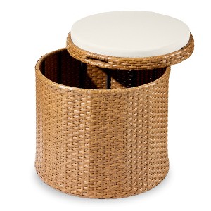 Best Choice Products Round Wicker Ottoman, Multipurpose Furniture w/ Removable Cushion, Steel Frame - 1 of 4