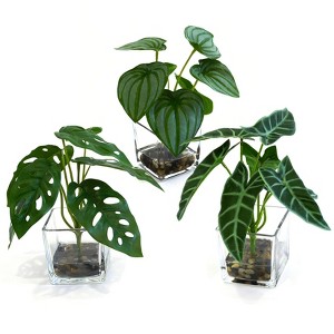 Set of 3 Artificial Potted Plants Mini Fake Tropical Plants Monstera  Alocasia Small Indoor Greenery for Home Office Desk Shelf Decor : Target
