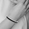 Black Bow Jewelry Men's 10mm Stainless Steel & Black Textured Leather Cuff Bracelet - 3 of 4