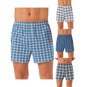 INSPIRE CHIC Men's 4 Pack Elastic Waistband Plaid Pattern Boxer Shorts - 1 of 4