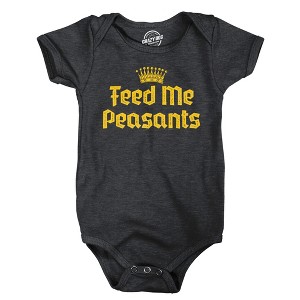 Feed Me Peasants Baby Bodysuit Funny Sarcastic Graphic Novelty Jumper For Infants - Crazy Dog Baby Bodysuit - 1 of 4