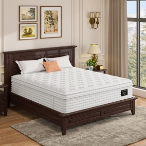 Okak 12/14IN Mattress with Memory Foam and Pocket Springs, Pressure Relief and Fiberglass Free Firm Mattress for Home, Hotel, Aparment - 1 of 4