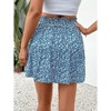 Women's Ruffle Mini Skirt Smocked High Waist Print Boho Pleated Layered Short Skirts - 4 of 4