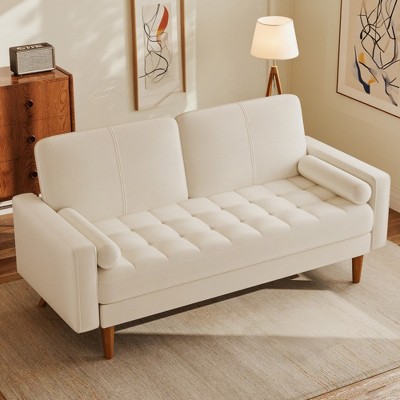 Vipbear 57 inch Velvet Small Loveseat Sofa Couch for Small Spaces,Mid Century Modern Sofa Couch with Solid Wood Legs for Bedroom,Office,Living Room