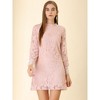 Allegra K Women's Elegant Ruffle Crew Neck Formal Elegant Mini Floral Lace Dress - 3 of 4