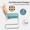 COWLOWN Light Blue 2 Piece Mid - Century Modern Rattan Chairs with Chrome Metal Legs, Cane Back, and Upholstered Cushions Ideal for Home Dining - 2 of 4