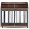 LAOTIES Heavy Duty Wooden Dog Crate Furniture,Large Kennel End Table with Sliding Barn Door,Lockable Wheels And Storage - 4 of 4