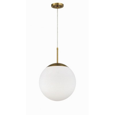 14" Globe Pendant Light with Clear Glass Shade and Satin Brass Finish