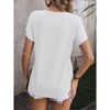 Women's Summer V-Neck Chain Striped Top Jacquard Top Casual Short Sleeved T-Shirt - 4 of 4