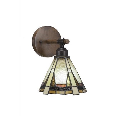 Toltec Lighting Blacksmith 1 - Light Vanity in  Painted Wood/Dark Granite with 7" Zion Art Glass Shade