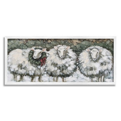 Stupell Industries Seasonal Winter Sheep Farmhouse Snow Framed Giclee Art