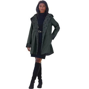 Jessica London Women's Plus Size Reversible A-Line Raincoat - 1 of 4