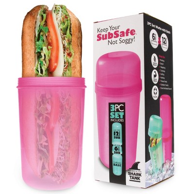 SubSafe Sub Sandwich Waterproof Food Storage Container, BPA-Free Plastic, Hot Pink