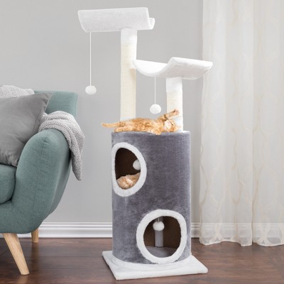 Gray and White 5-Tier Cat Tree with Sisal Scratching Posts