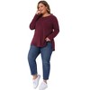 Women's Plus Size Exposed Seams Side Slit High Low Hem Crew Neck Casual Long Sleeve T Shirts - Agnes Orinda - 3 of 4