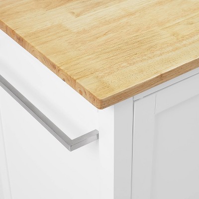 Soren 44" Natural Wood Top Kitchen Island Cart with White Frame