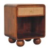 HomeRoots 21" Chestnut Solid Wood Cane Rattan One Drawer Nightstand - 4 of 4