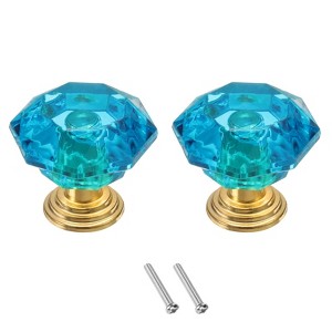 Unique Bargains Crystal Cabinet Knobs with Screw for Cupboard Wardrobe 2 Pcs - 1 of 4