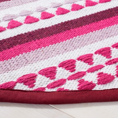 Montauk Round Handwoven Pink and Ivory Cotton Rug