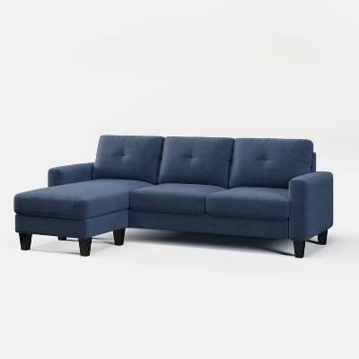 NicBex Modern 76.7 Inch L-shaped Sofa Corner Couch with Convertible Ottoman for Small Spaces,Living Room,Apartment,Blue