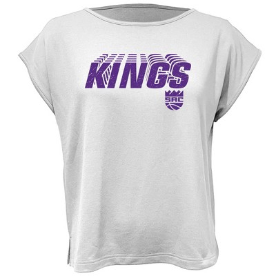 NBA Sacramento Kings Women's White Round Neck Short Sleeve T-Shirt
