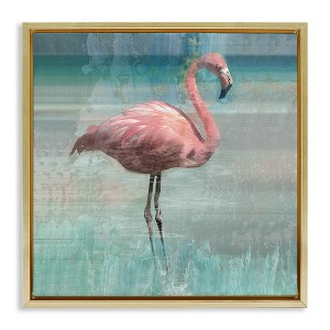 Stupell Industries Layered Flamingo Bird Portrait, 18" x 18" - 1 of 4
